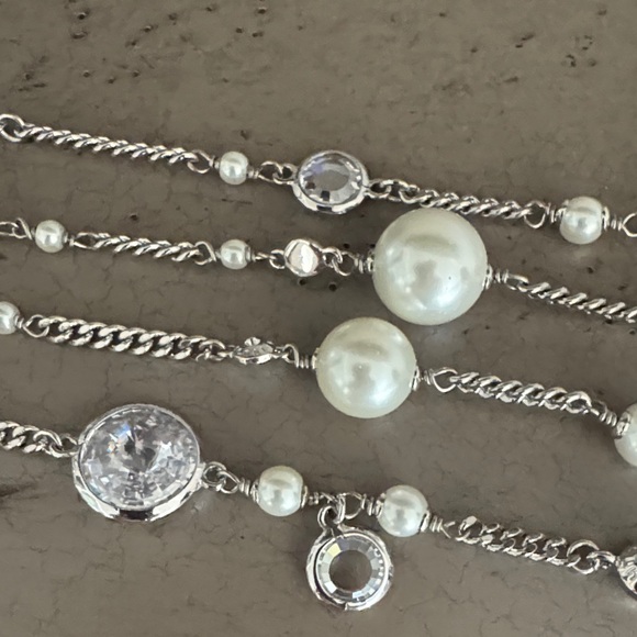 Henri Bendel Multi-Strand Glass Pearl and Crystal Silver Necklace - Picture 7 of 14